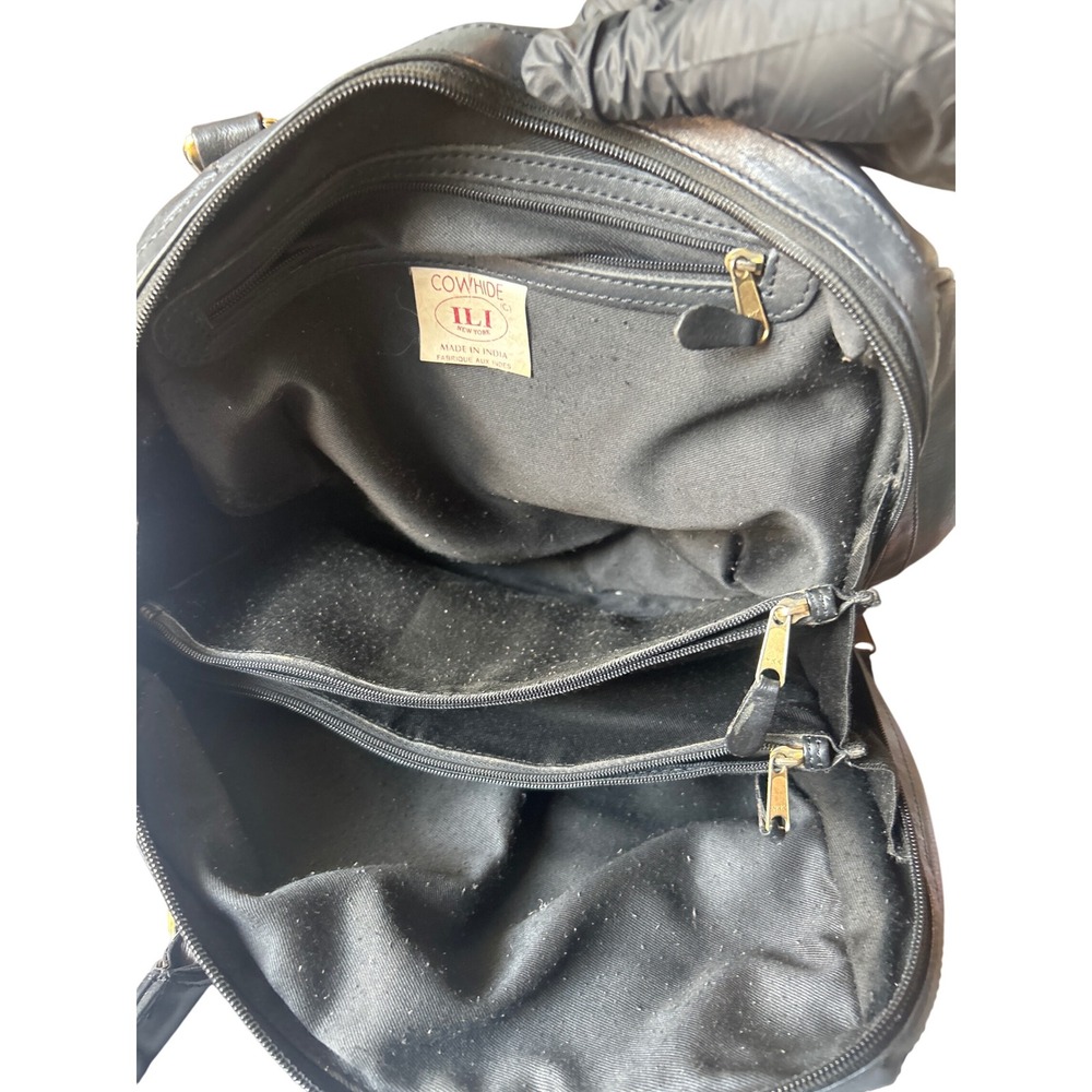 Vintage ILI New York Cowhide Leather Satchel Top Handle Bag Black 13" L X 9" H - Picture 6 of 11
